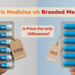 Comparison between generic and branded medicine showing price difference.